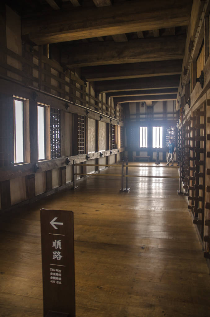 Himeji Castle, wooden hallway, traditional Japanese structure, SD Phone Wallpaper