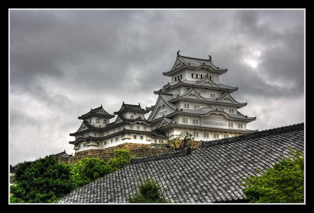 Himeji Castle, white, tiered roofs, SD Desktop Wallpaper