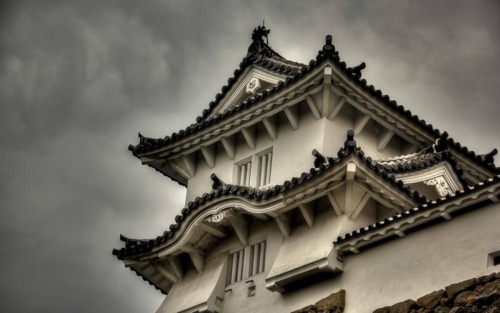 Himeji Castle, white walls, dark tiled roofs, SD Desktop Wallpaper