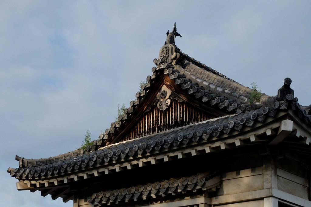 Himeji Castle, roof, ornate traditional Japanese temple roof, SD Desktop Wallpaper