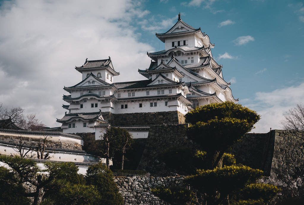 Himeji Castle, white, tiered roofs, SD Desktop Wallpaper
