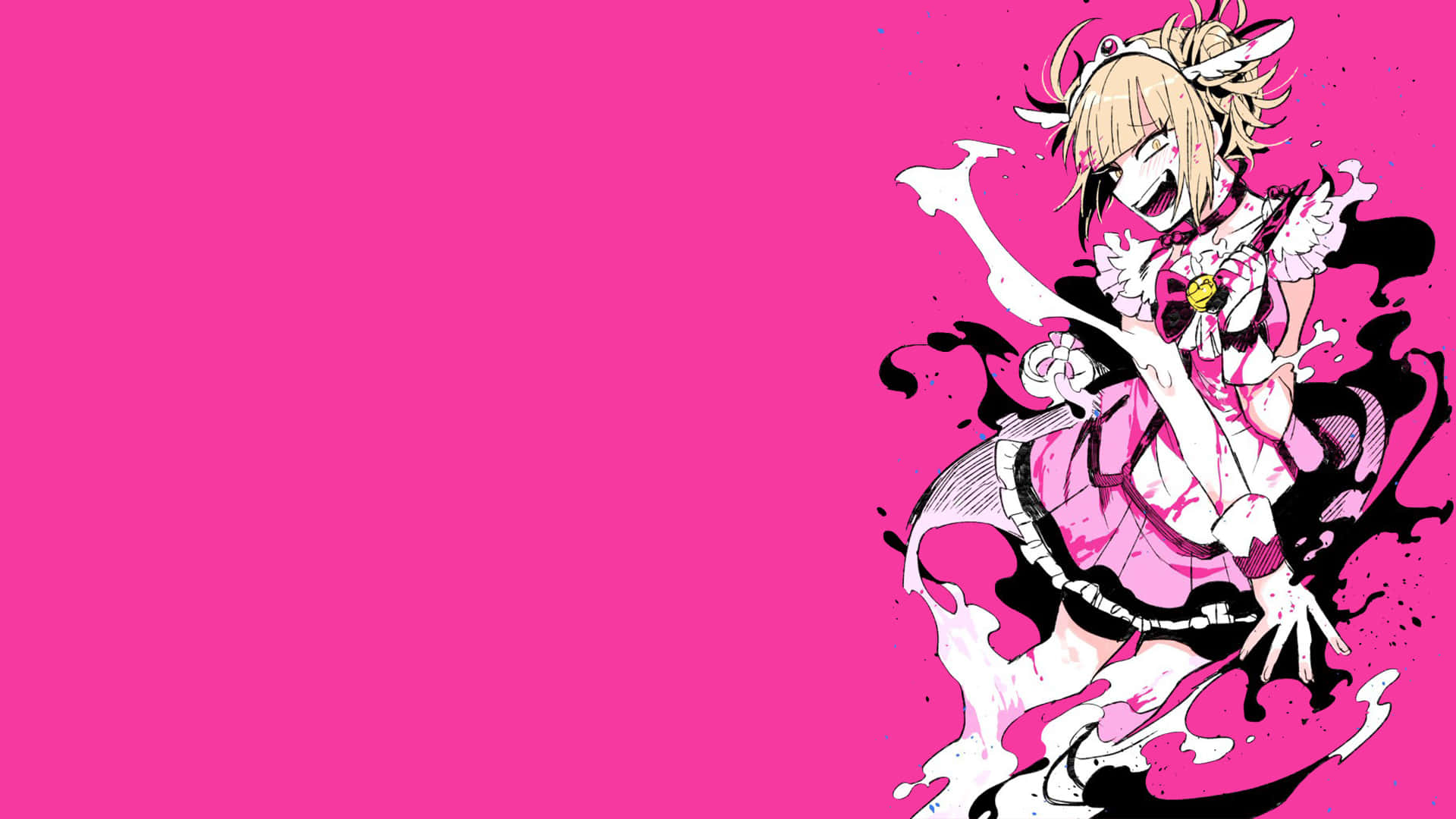 Himiko Toga, pink outfit, vibrant pink background, Full HD Desktop Wallpaper