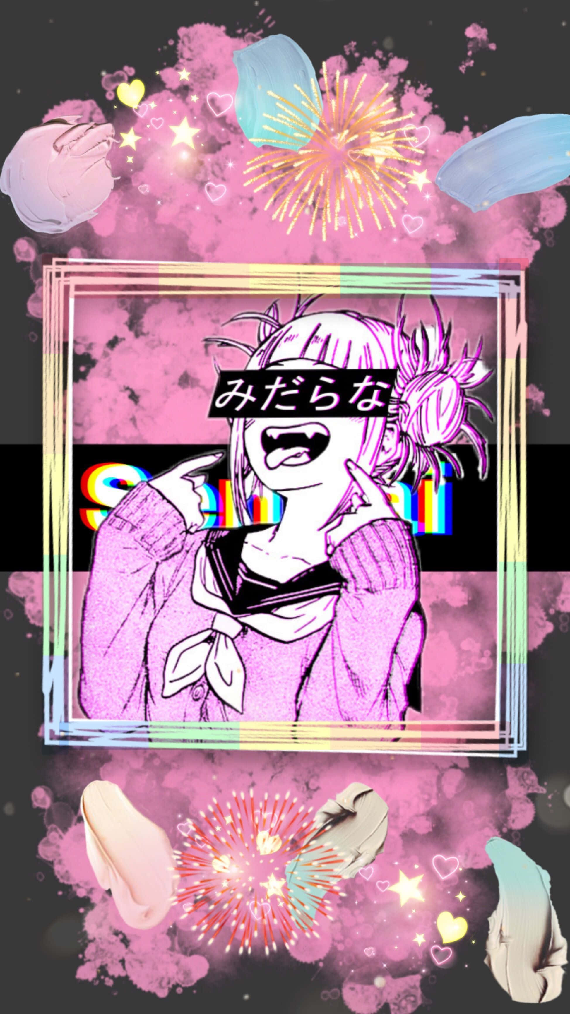 Himiko Toga, pink hair, blindfold, 2K Phone Wallpaper
