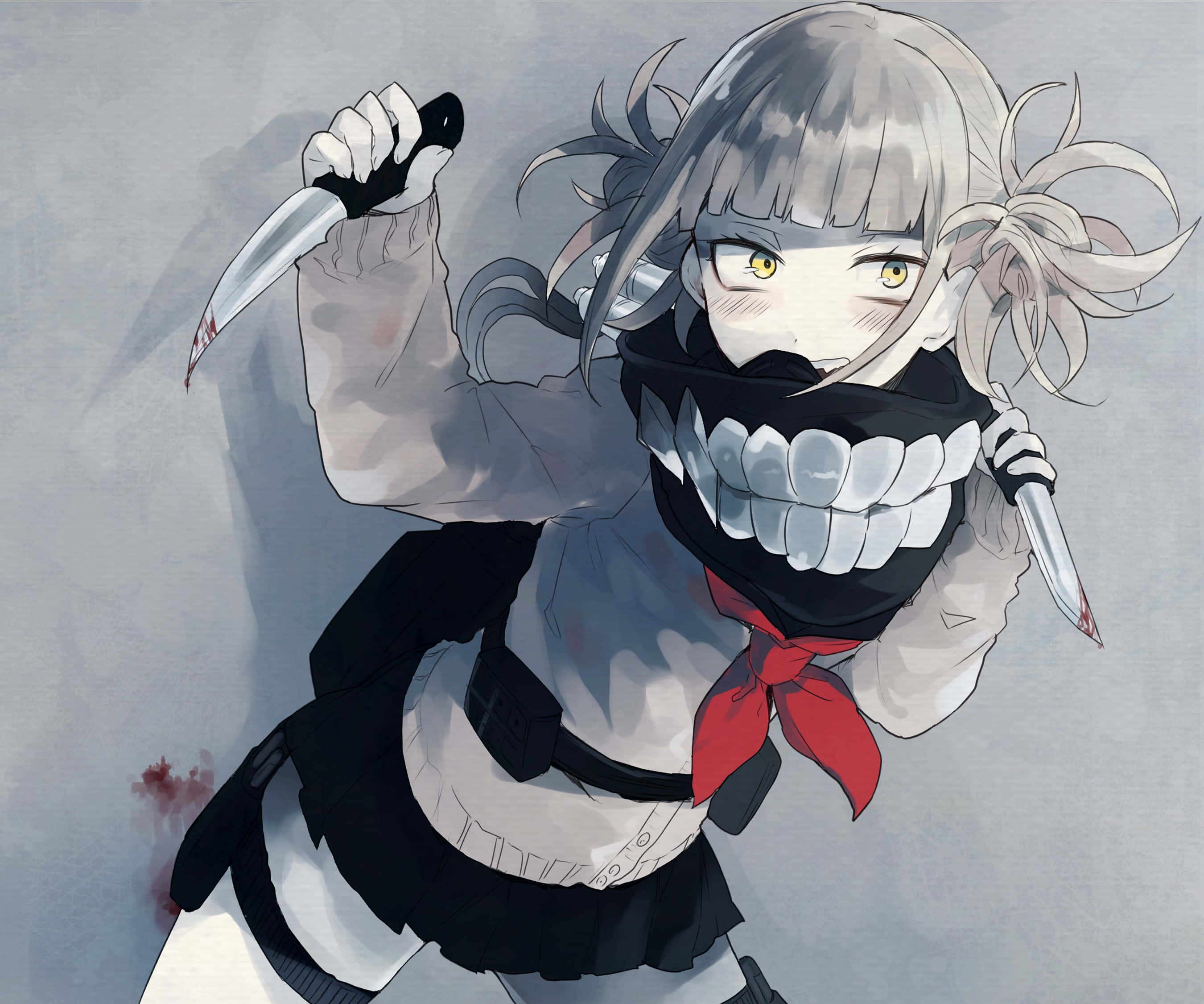 Himiko Toga, silver hair, toothy grin, 2K Desktop Wallpaper