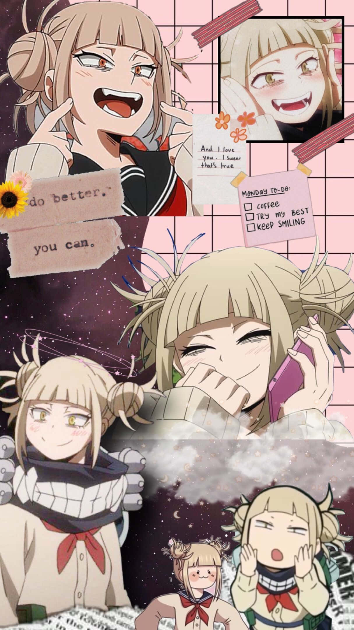 Himiko Toga, blonde girl, cheerful poses, Full HD Phone Wallpaper