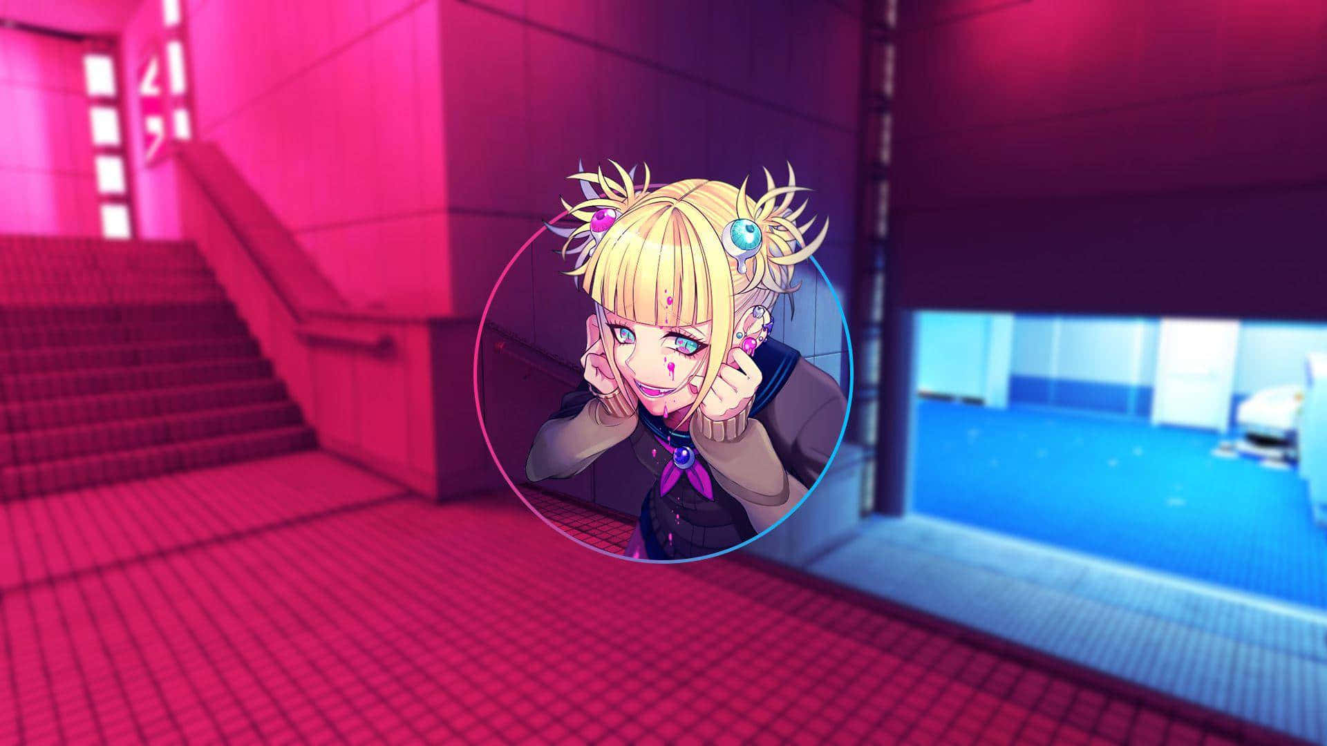 Himiko Toga, red staircases, blonde pigtails, Full HD Desktop Wallpaper