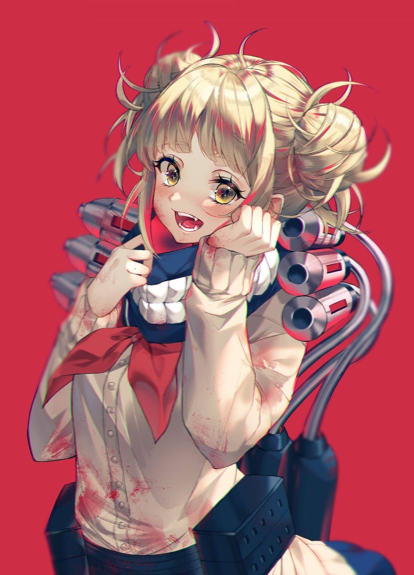 Himiko Toga, blonde pigtails, bloodstained uniform, Full HD Phone Wallpaper