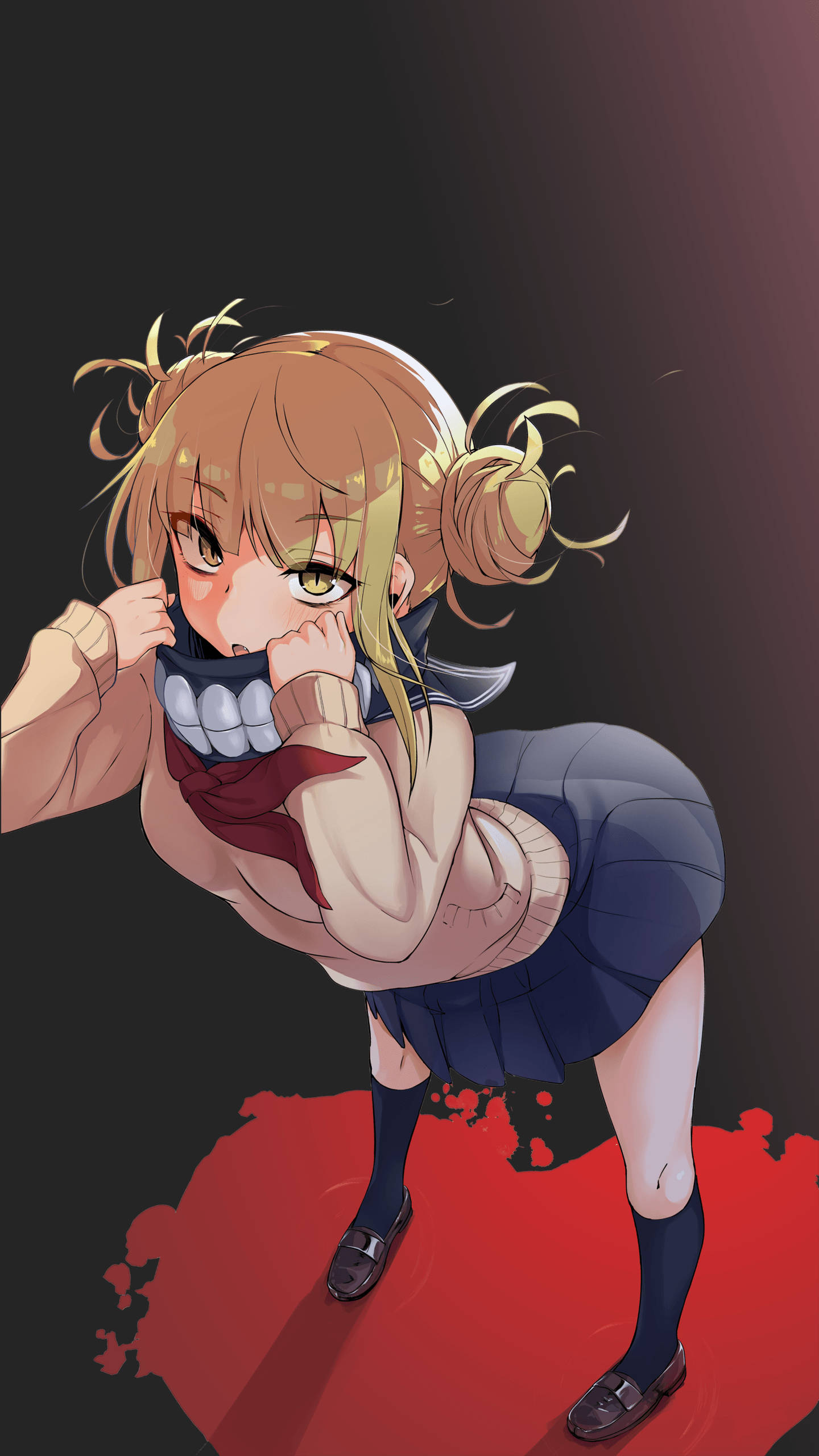 Himiko Toga, blonde pigtails, spiked collar, 2K Phone Wallpaper