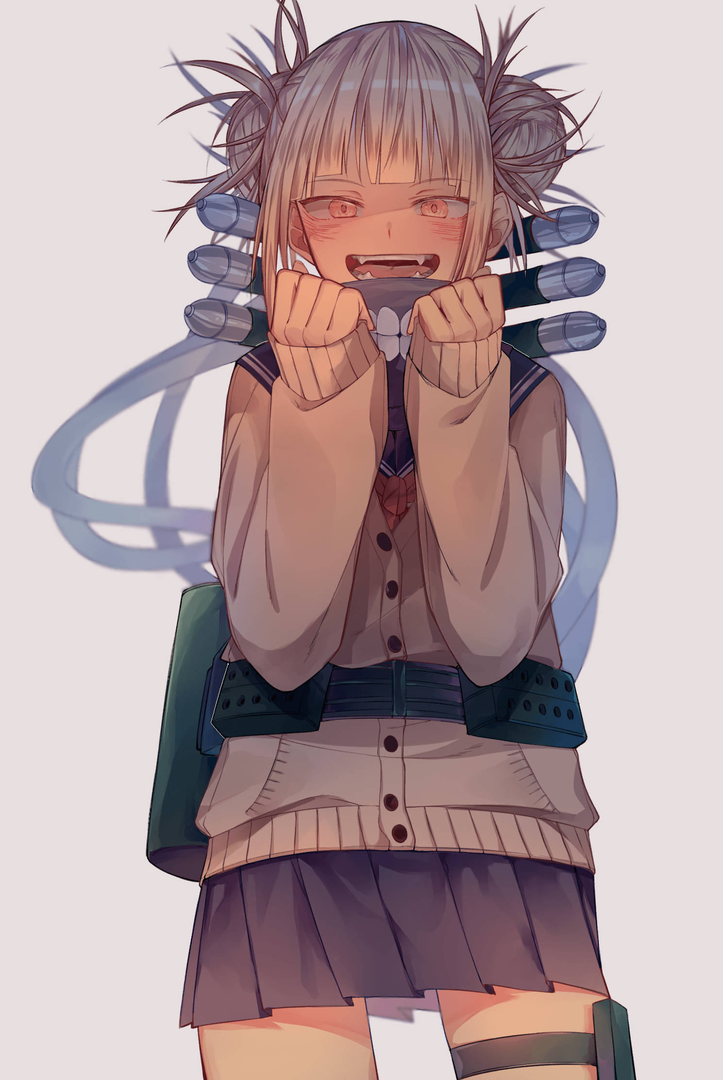 Himiko Toga, spiky gray hair, red eyes, Full HD Phone Wallpaper