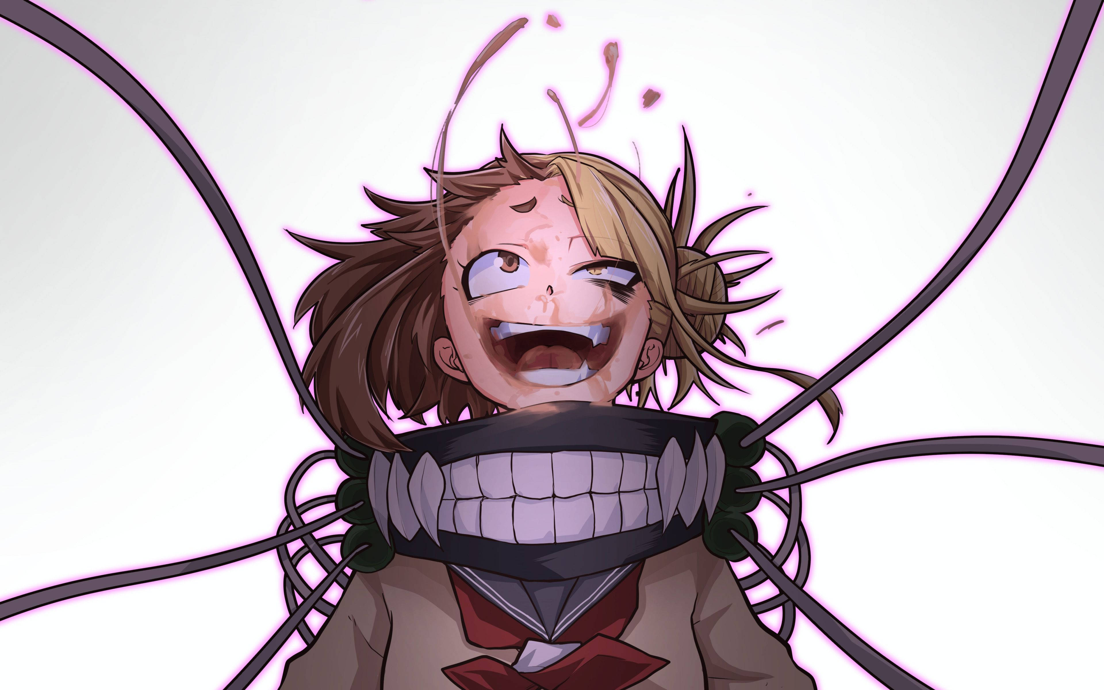 Himiko Toga, messy brown hair, wide grin, 4K Desktop Wallpaper
