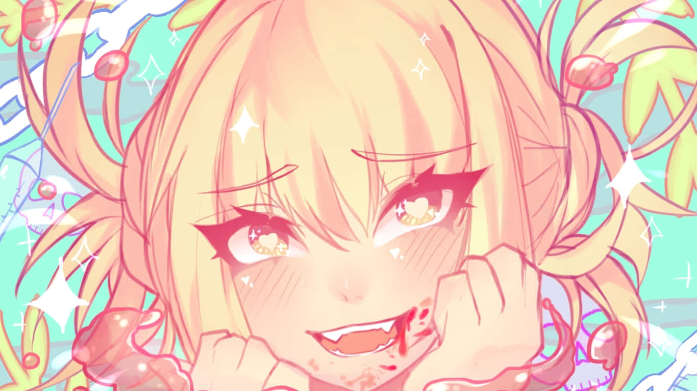Himiko Toga, blonde pigtails, heart-shaped eyes, HD Desktop Wallpaper