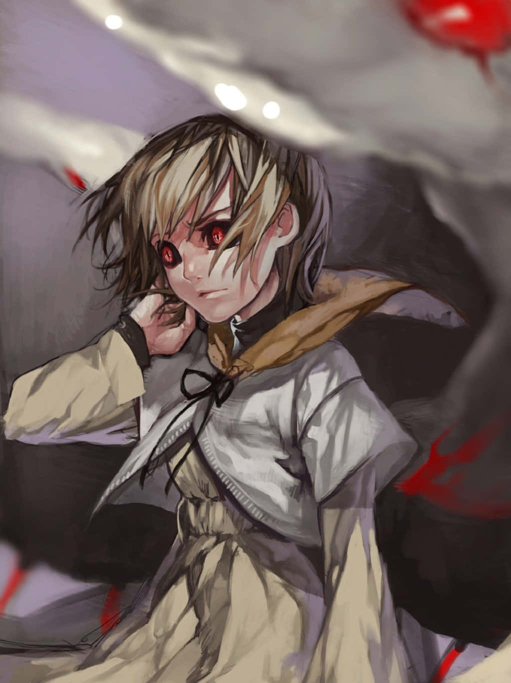 Hinami Fueguchi, red eyes, messy blonde hair, HD Phone Wallpaper