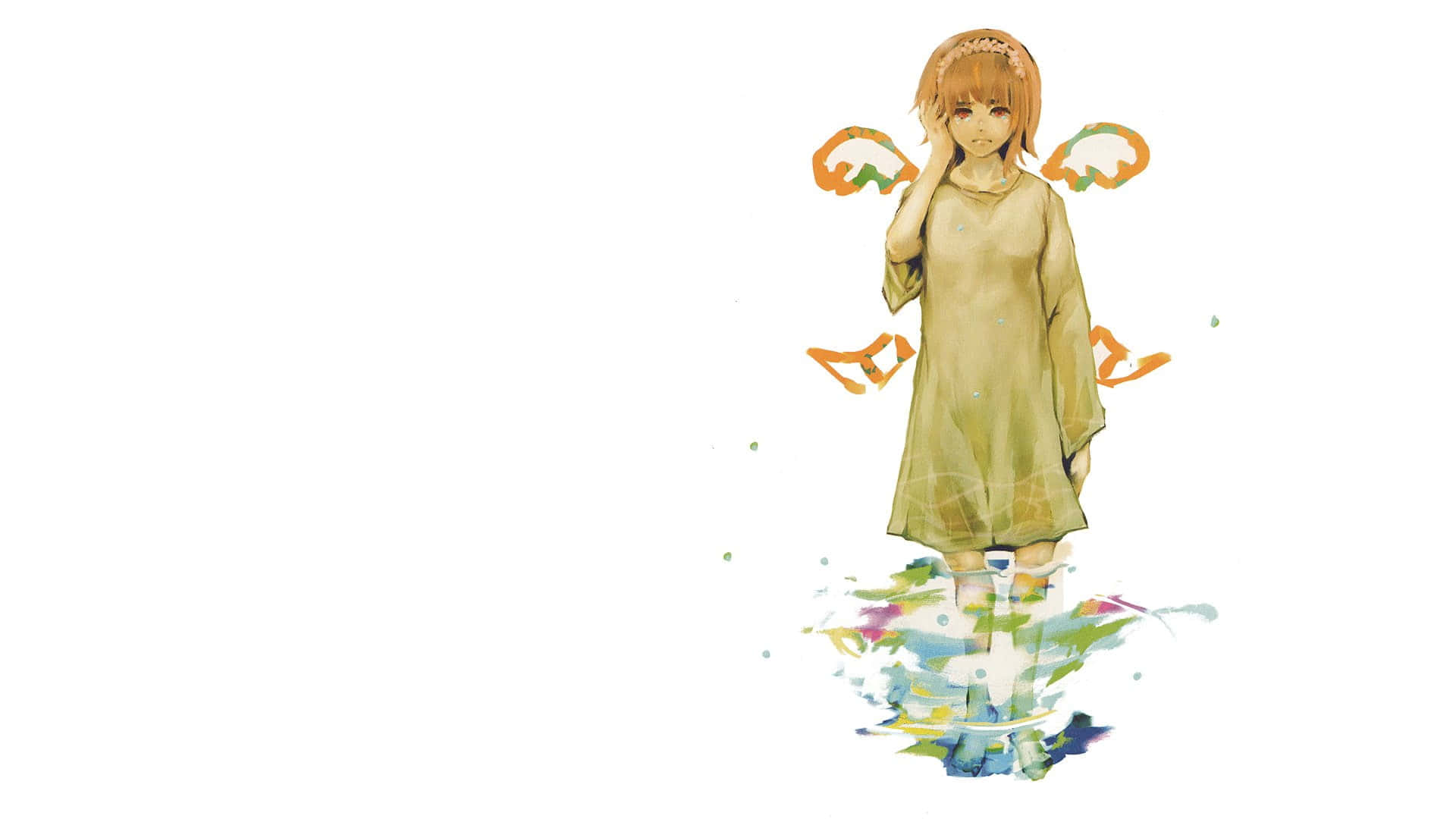 Hinami Fueguchi, orange hair, green dress, Full HD Desktop Wallpaper