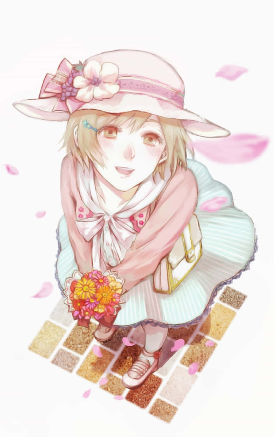 Hinami Fueguchi, pink hat, pink scarf, HD Phone Wallpaper