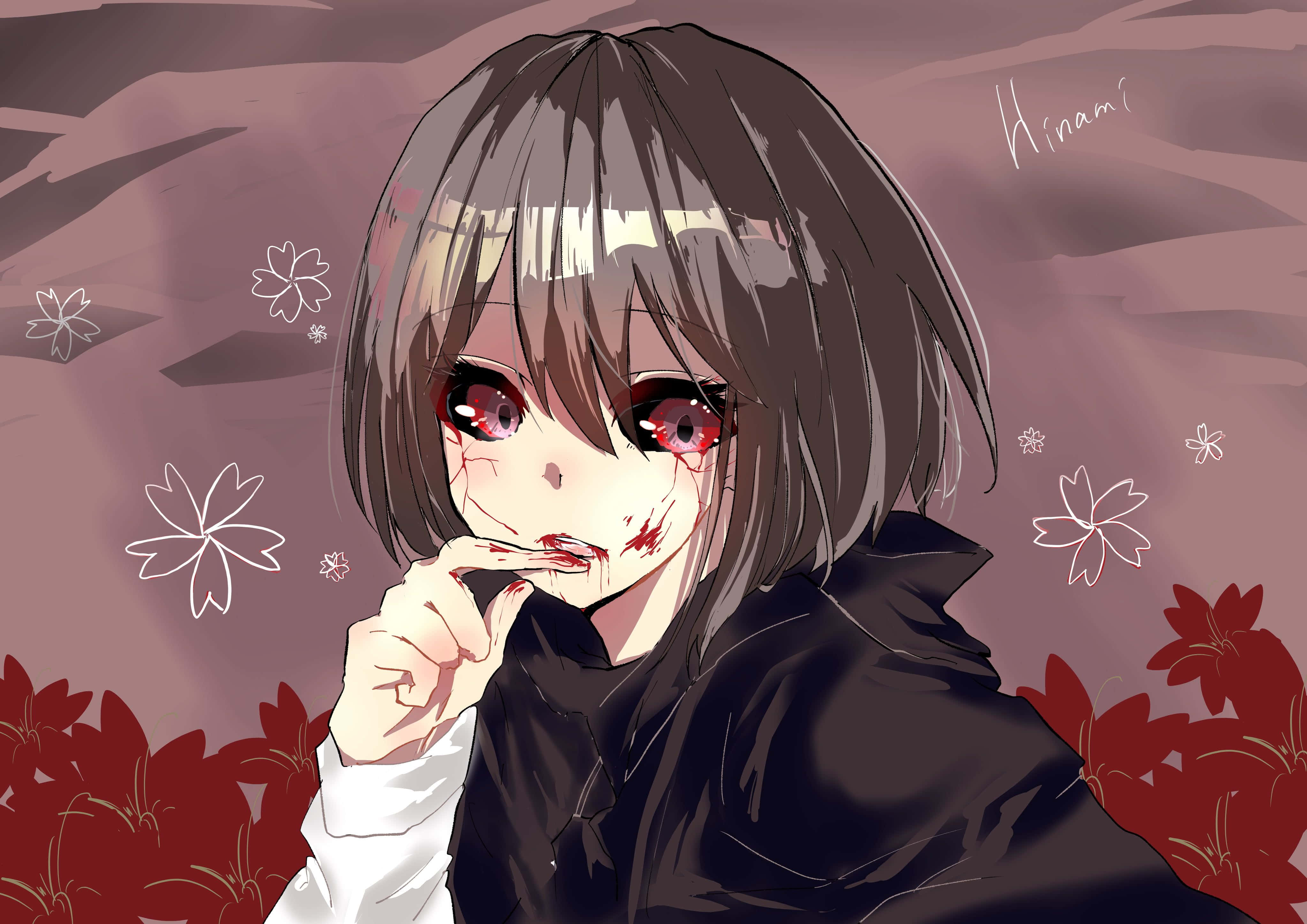 Hinami Fueguchi, kagune powers, cherry blossoms, 4K Desktop Wallpaper