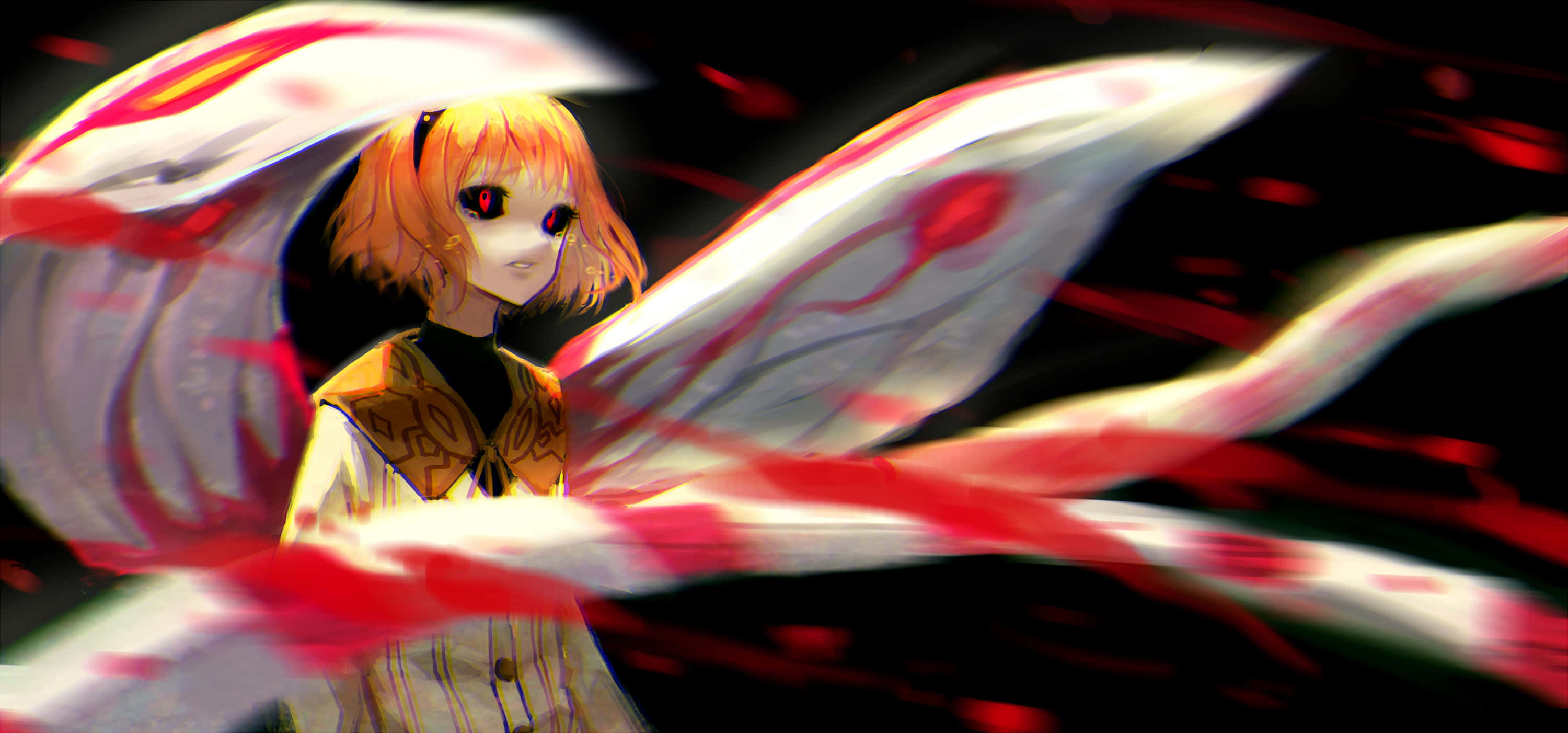 Hinami Fueguchi, orange hair, red eyes, 2K Desktop Wallpaper