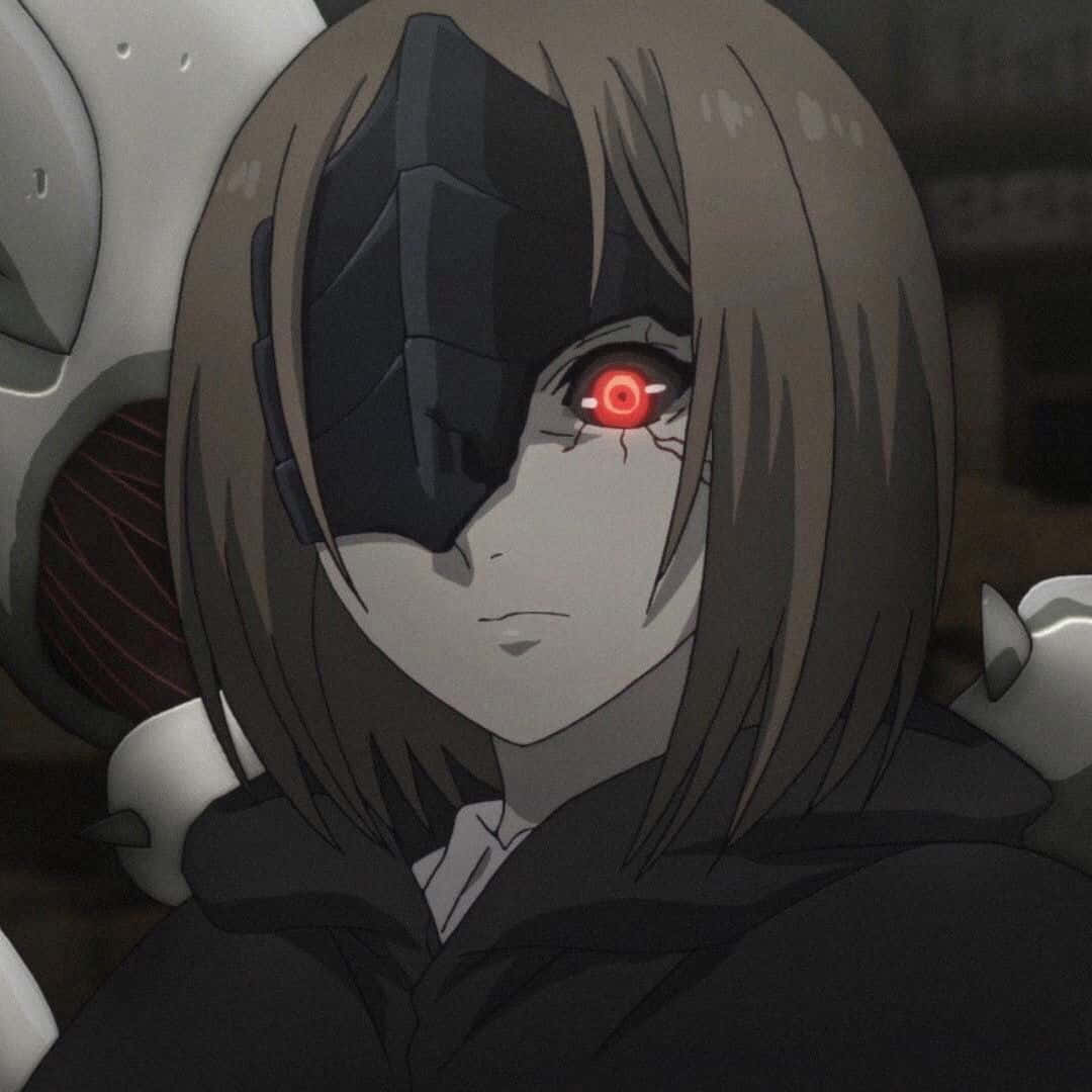 Hinami Fueguchi, mechanical eye patch, glowing red eye, SD Desktop Wallpaper