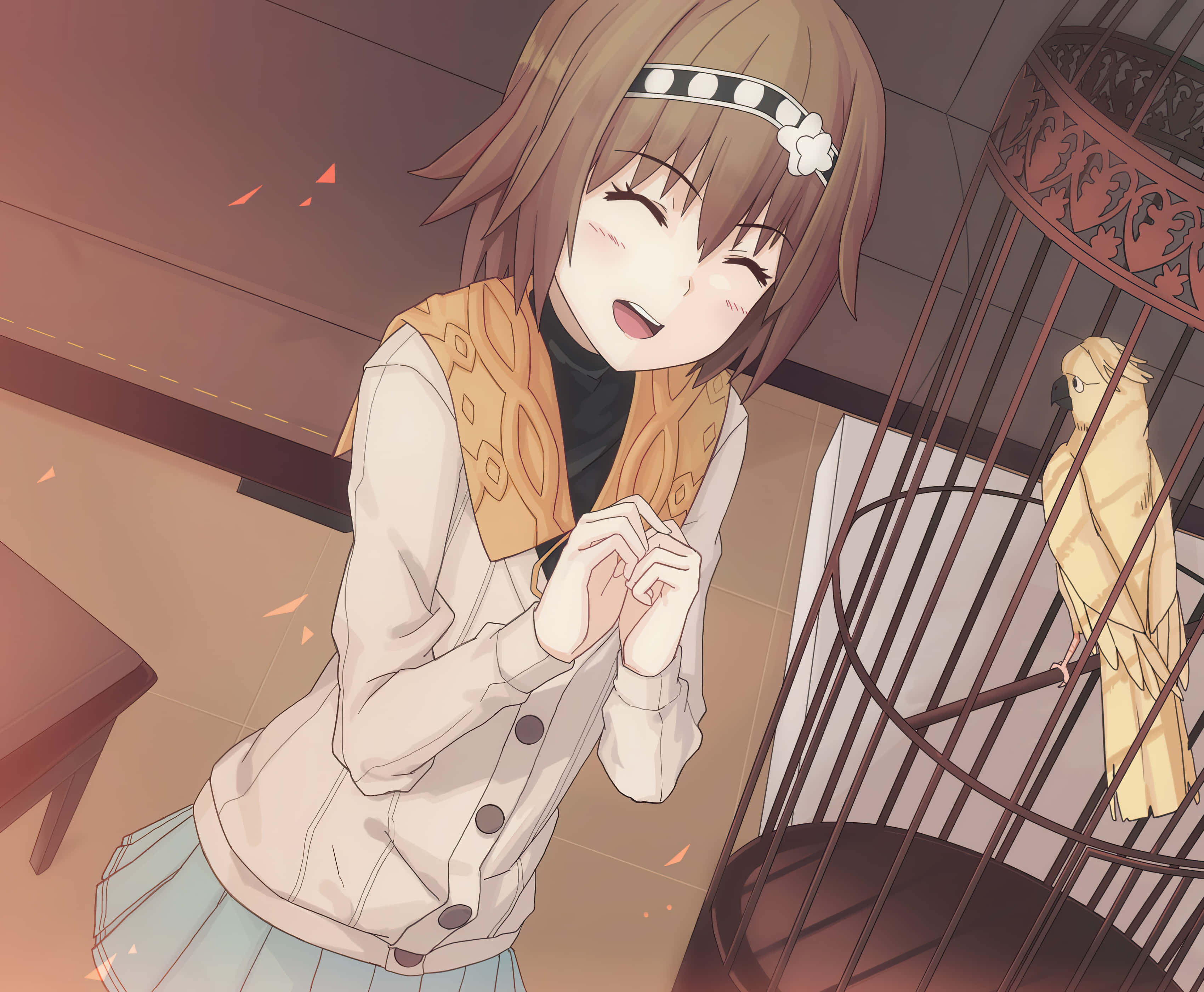 Hinami Fueguchi, watercolor style, brown hair, 2K Desktop Wallpaper