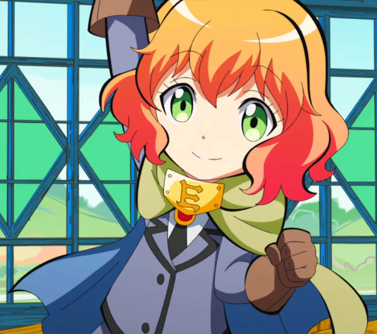 Hinano Kurahashi, fiery orange hair, green eyes, SD Desktop Wallpaper