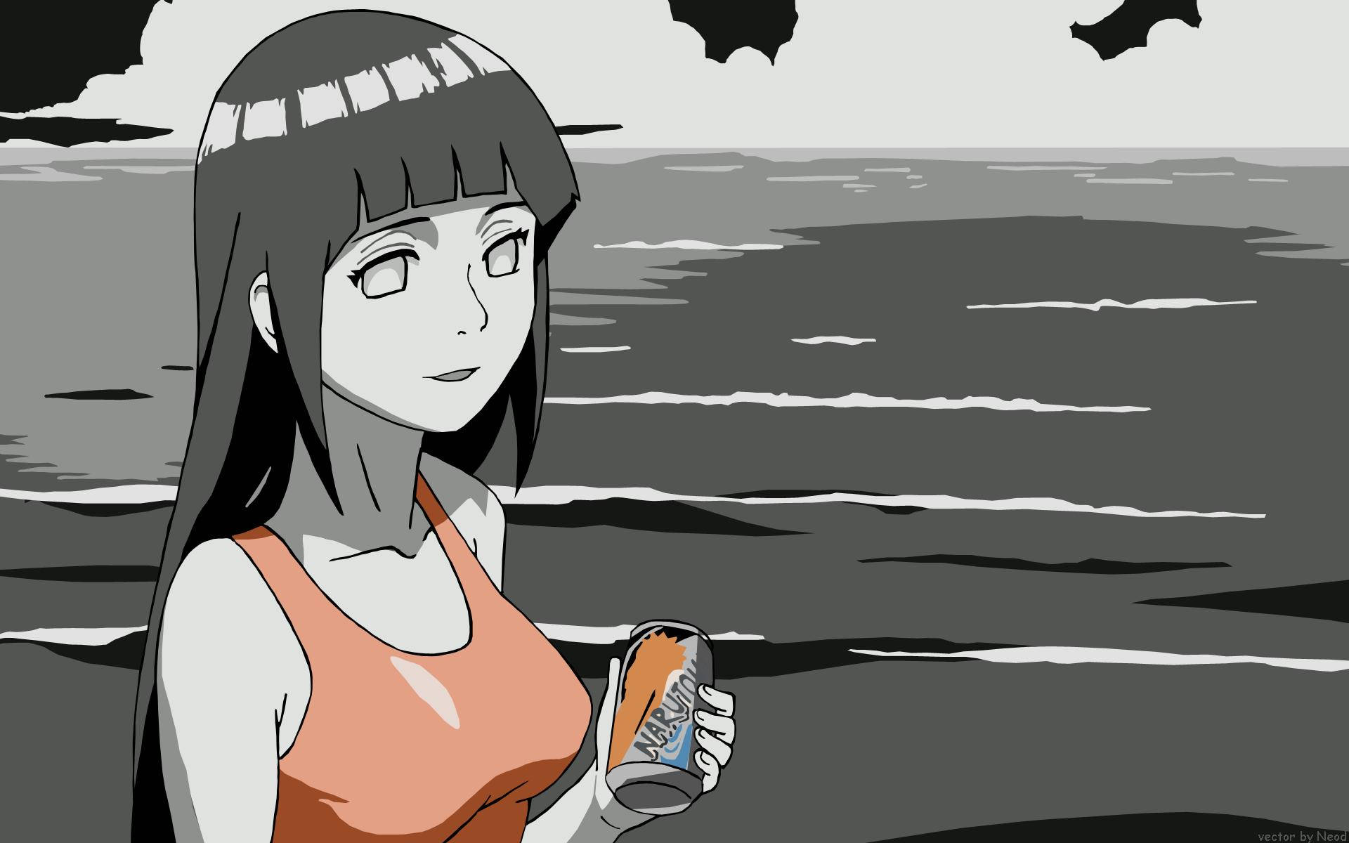 Hinata Hyuga, monochrome, headband, Full HD Desktop Wallpaper
