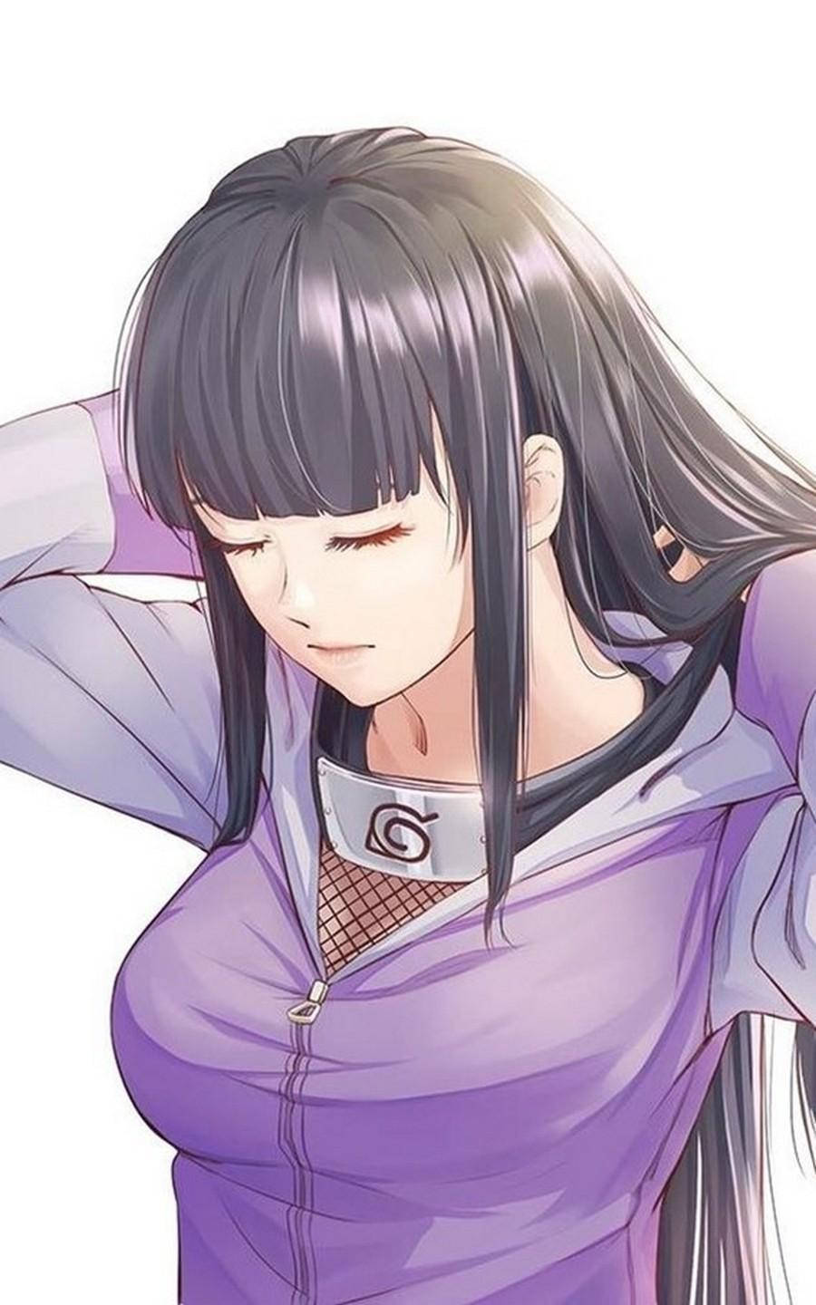 Hinata Hyuga, long dark hair, purple outfit, HD Phone Wallpaper