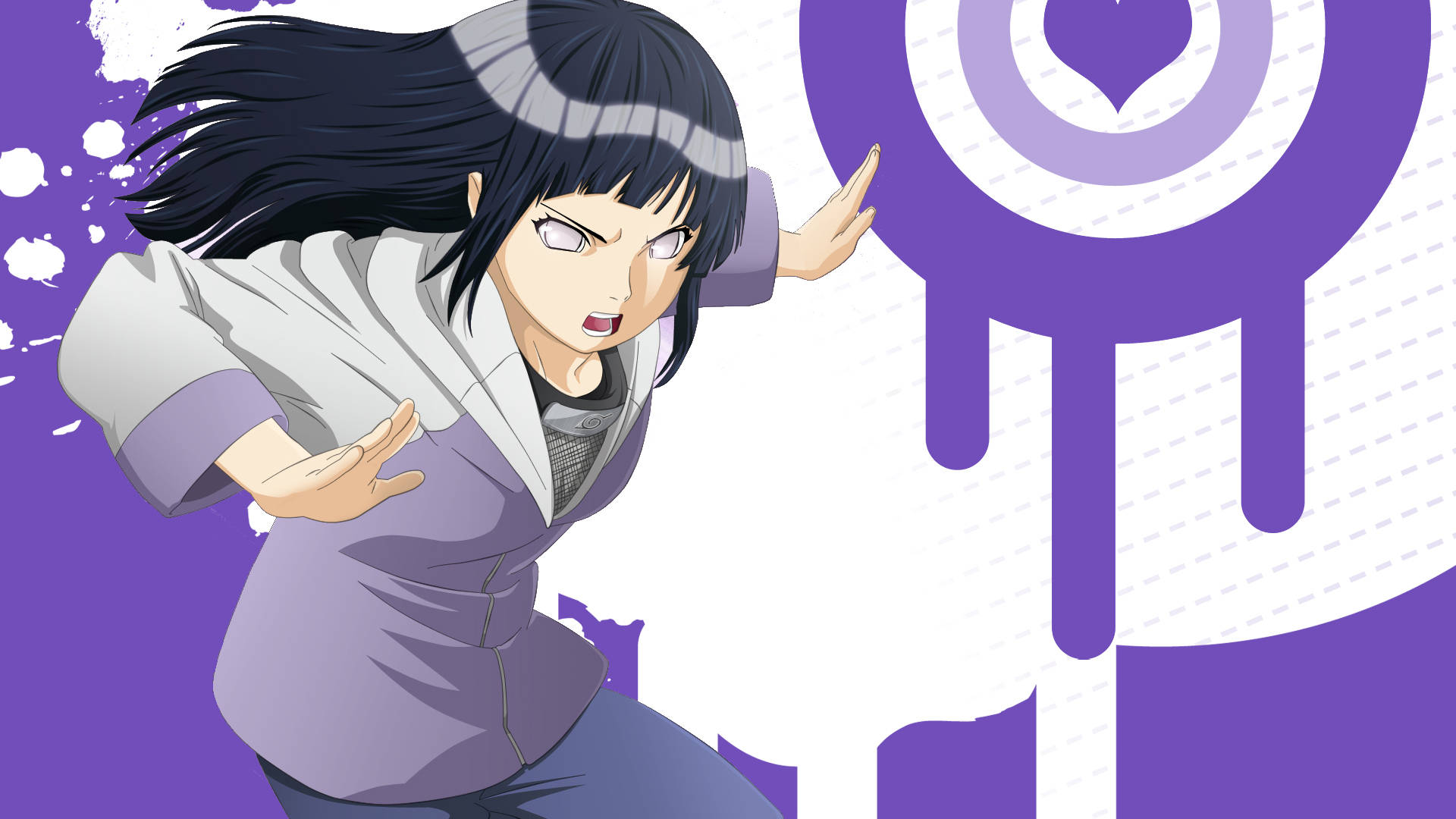Hinata Hyuga, dark hair, purple outfit, Full HD Desktop Wallpaper