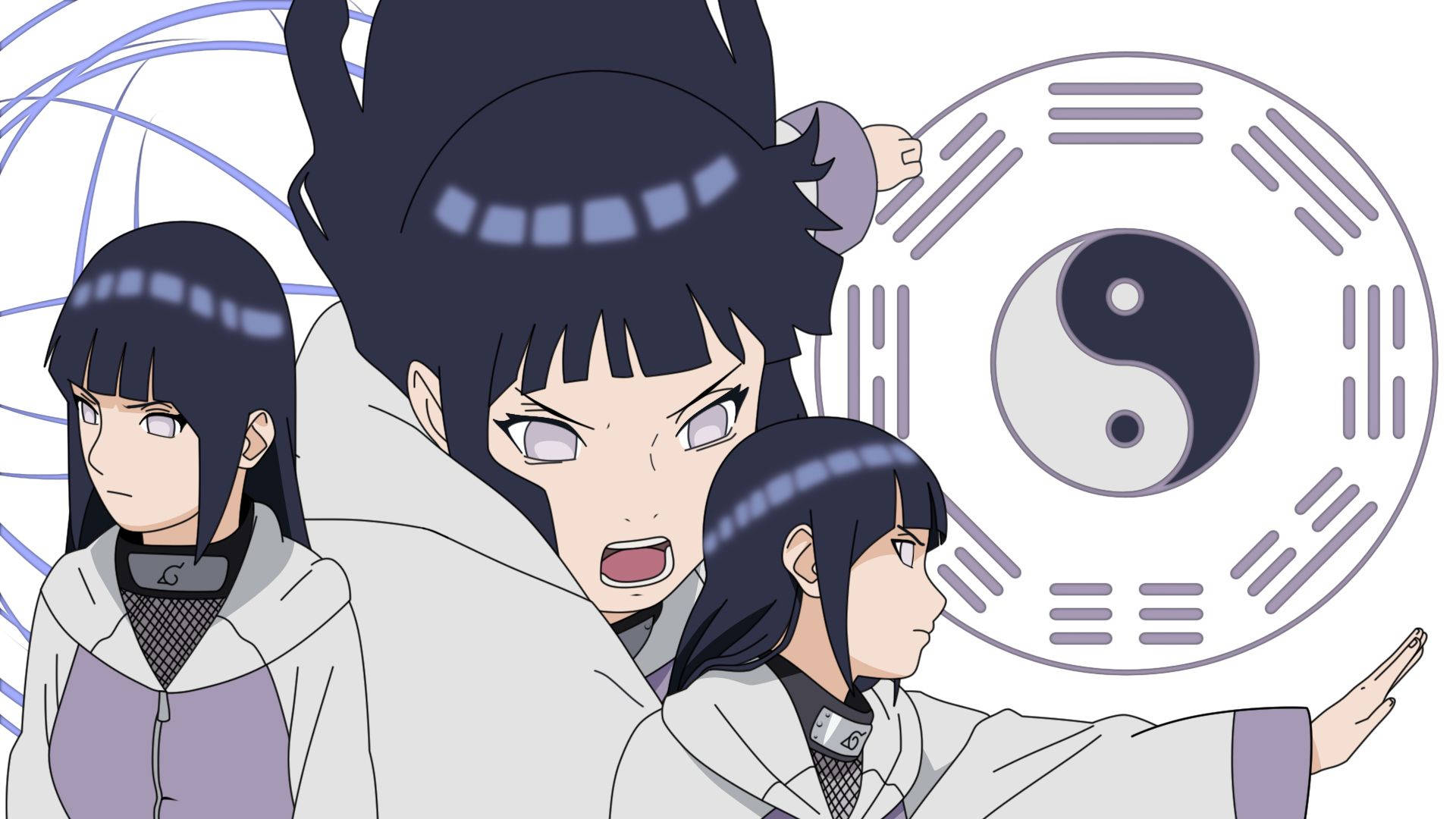 Hinata Hyuga, yin yang symbol, 八掛 trigrams, Full HD Desktop Wallpaper