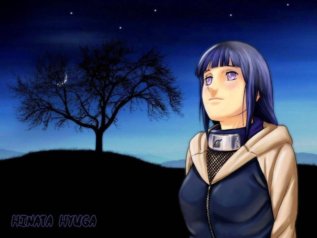 Hinata Hyuga, purple eyes, blue hair, SD Desktop Wallpaper