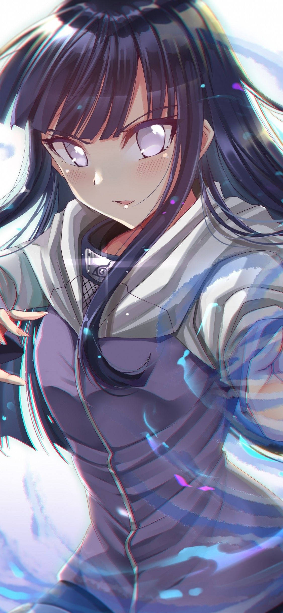Hinata Hyuga, spiraling chakra, glowing eyes, Full HD Phone Wallpaper