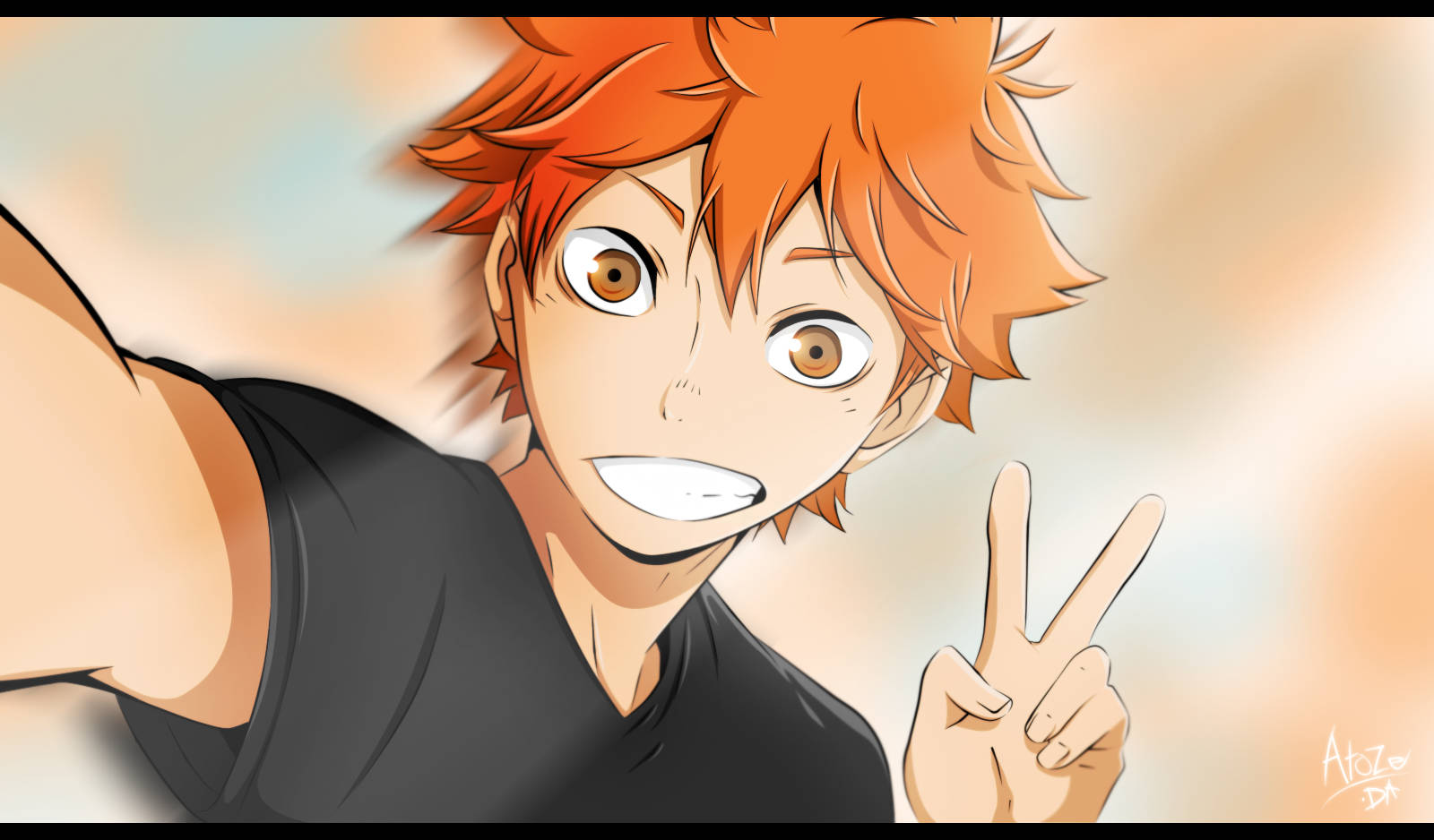 Hinata Shouyou, spiky orange hair, brown eyes, HD Desktop Wallpaper