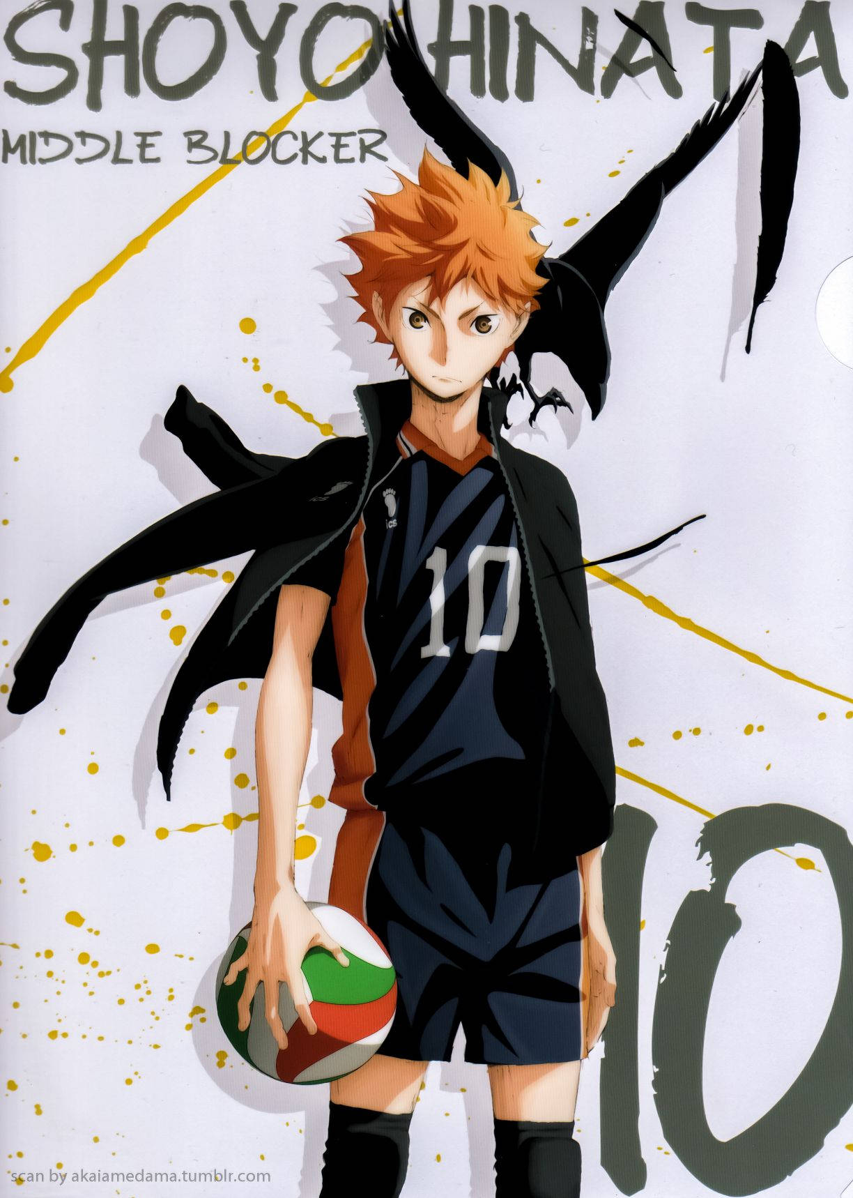 Hinata Shouyou, volleyball uniform, black wings, HD Phone Wallpaper