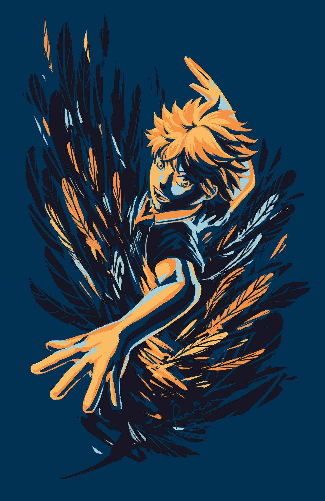 Hinata Shouyou, spiky orange hair, glowing eyes, HD Phone Wallpaper
