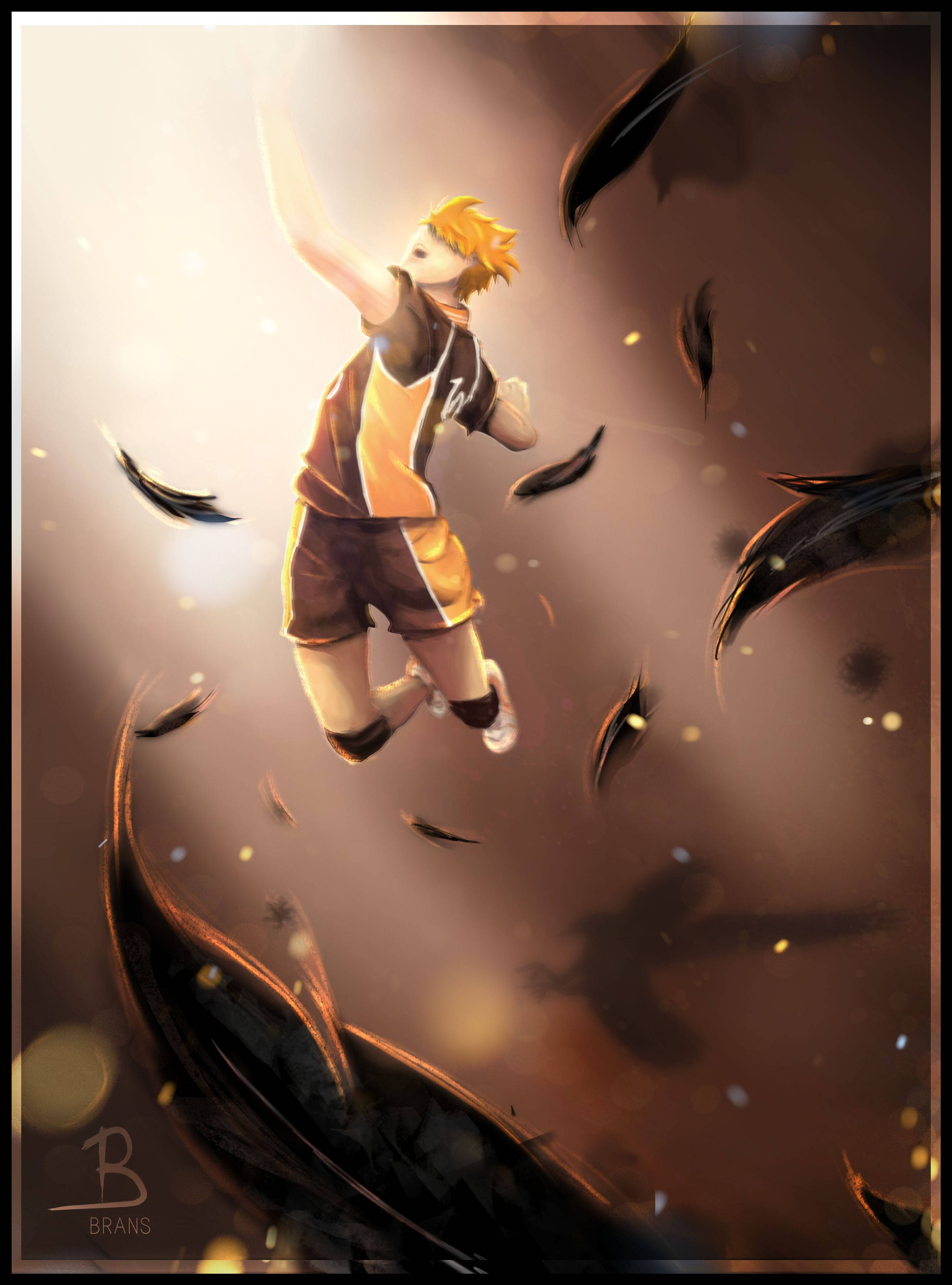 Hinata Shouyou, golden-haired anime boy, volleyball uniform, 2K Phone Wallpaper
