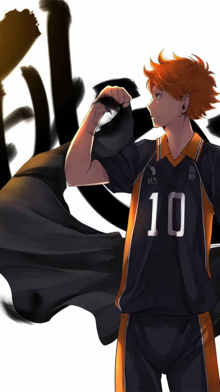 Hinata Shouyou, orange hair, black and orange jersey, HD Phone Wallpaper