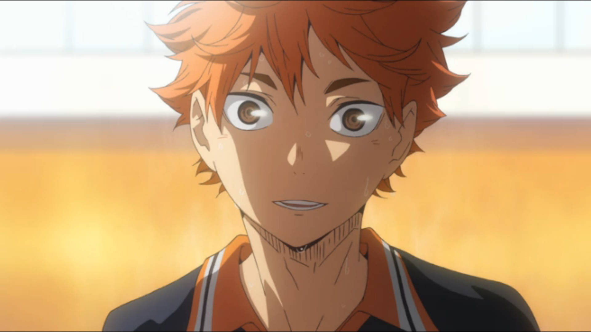 Hinata Shouyou, spiky orange hair, wide eyes, Full HD Desktop Wallpaper