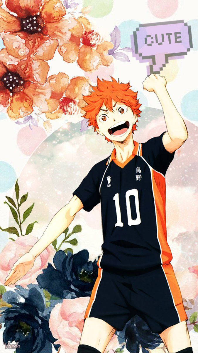 Hinata Shouyou, orange hair, volleyball uniform, SD Phone Wallpaper