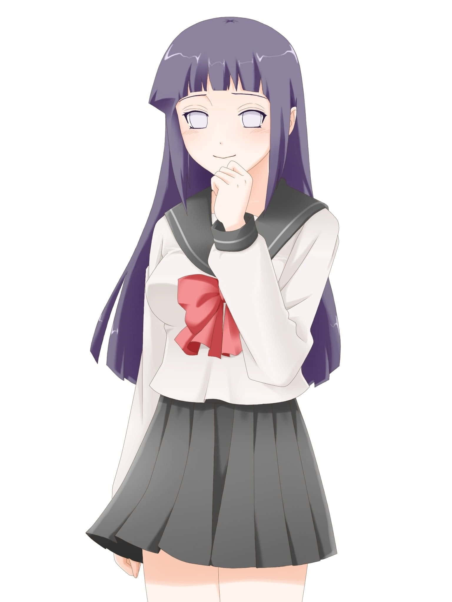Hinata Uzumaki, purple hair, red bow, Full HD Phone Wallpaper