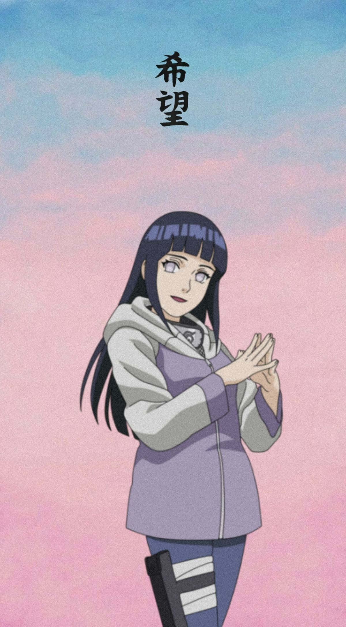 Hinata Uzumaki, pink and blue sky, purple outfit, Full HD Phone Wallpaper