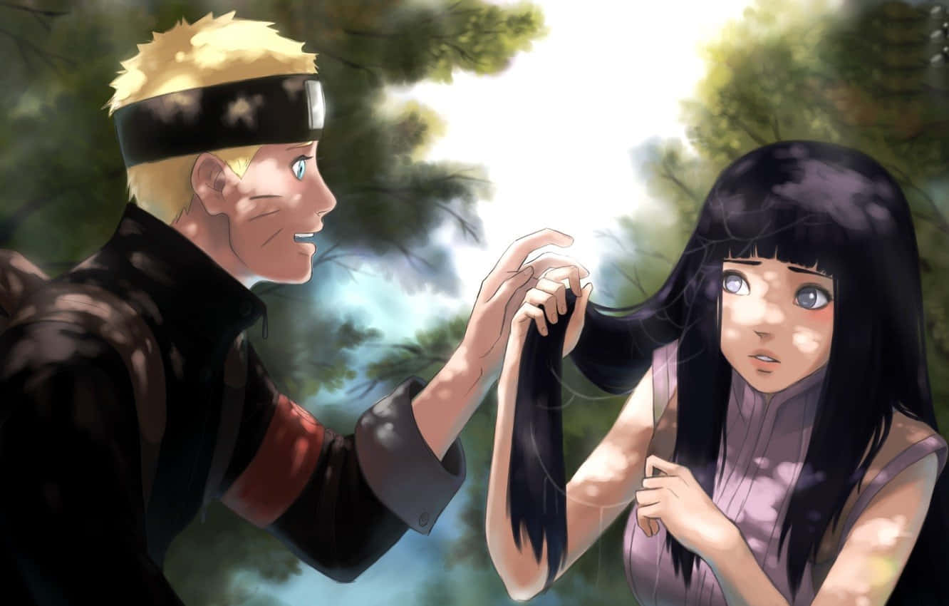 Hinata Uzumaki, blonde ninja, dark-haired girl, HD Desktop Wallpaper