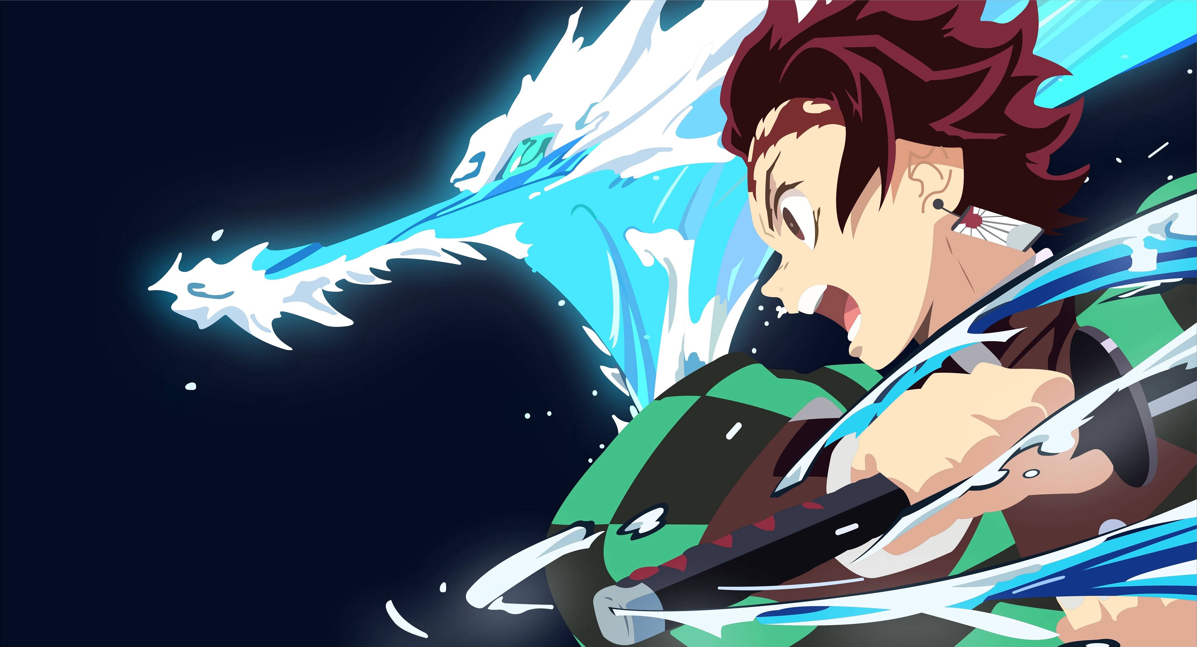 Hinokami Kagura, water dragon, red hair, 2K Desktop Wallpaper
