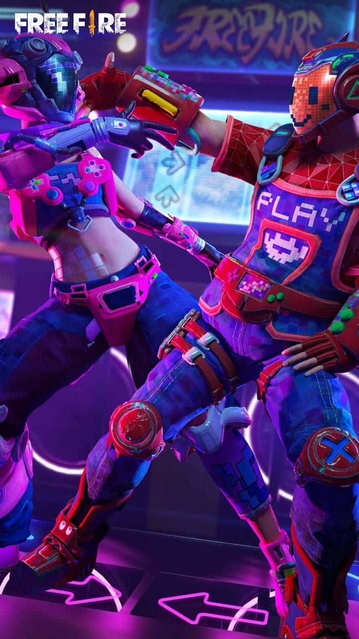 Free Fire, cyberpunk-style, neon gear, HD Phone Wallpaper
