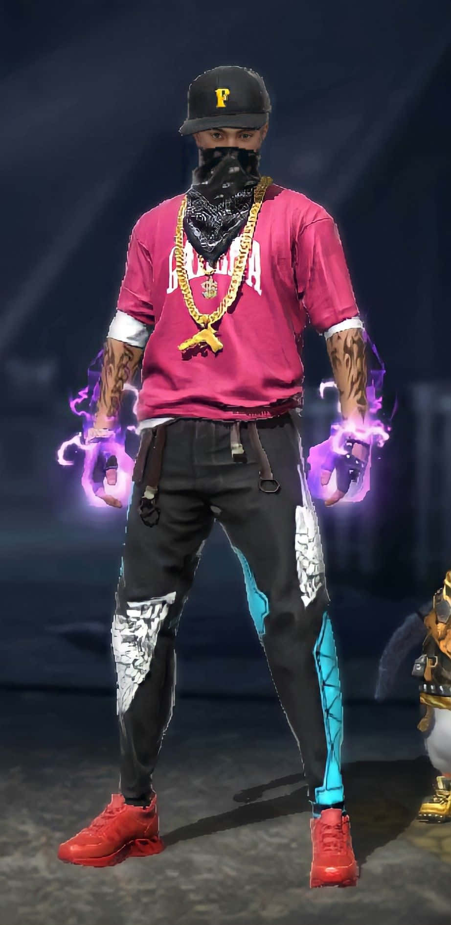 Hip Hop Free Fire, masked gamer character, pink shirt, HD Phone Wallpaper