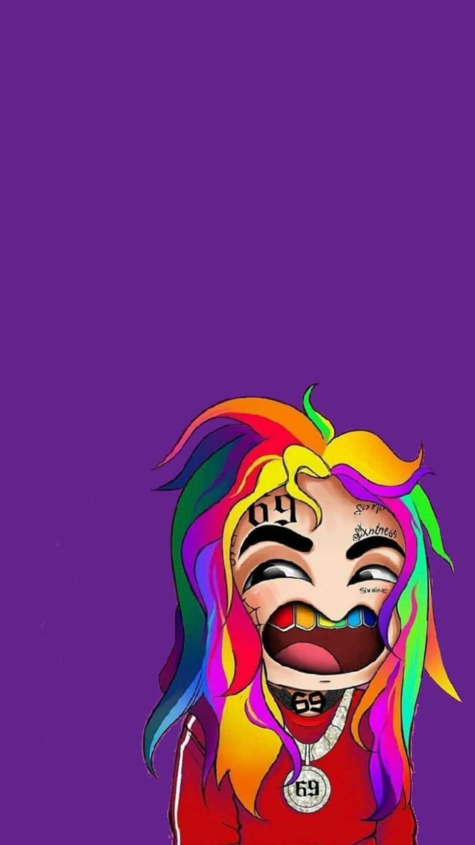 6ix9ine, cartoon, rainbow hair, HD Phone Wallpaper