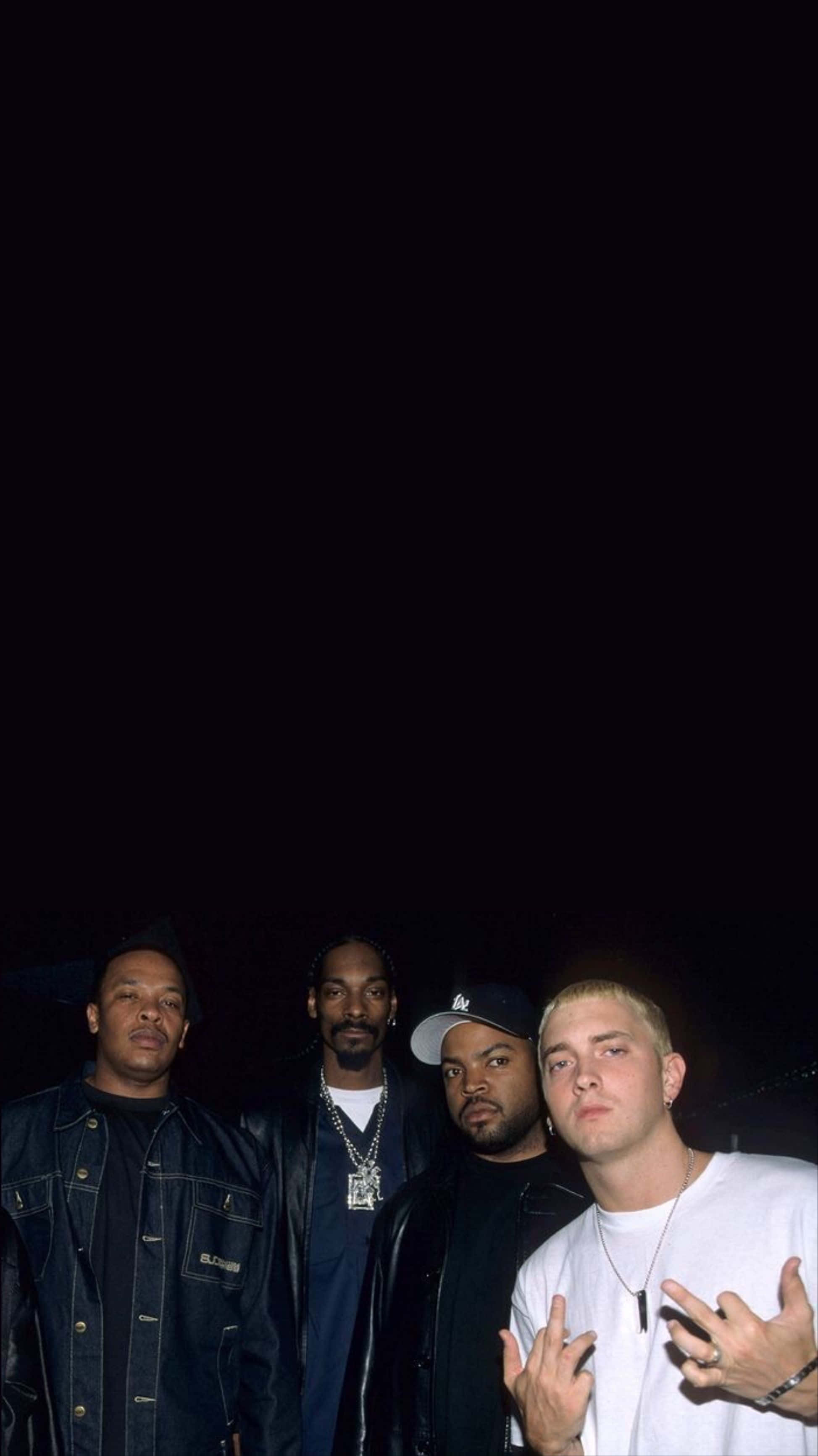hip hop artists, stark black background, dim lighting, 2K Phone Wallpaper