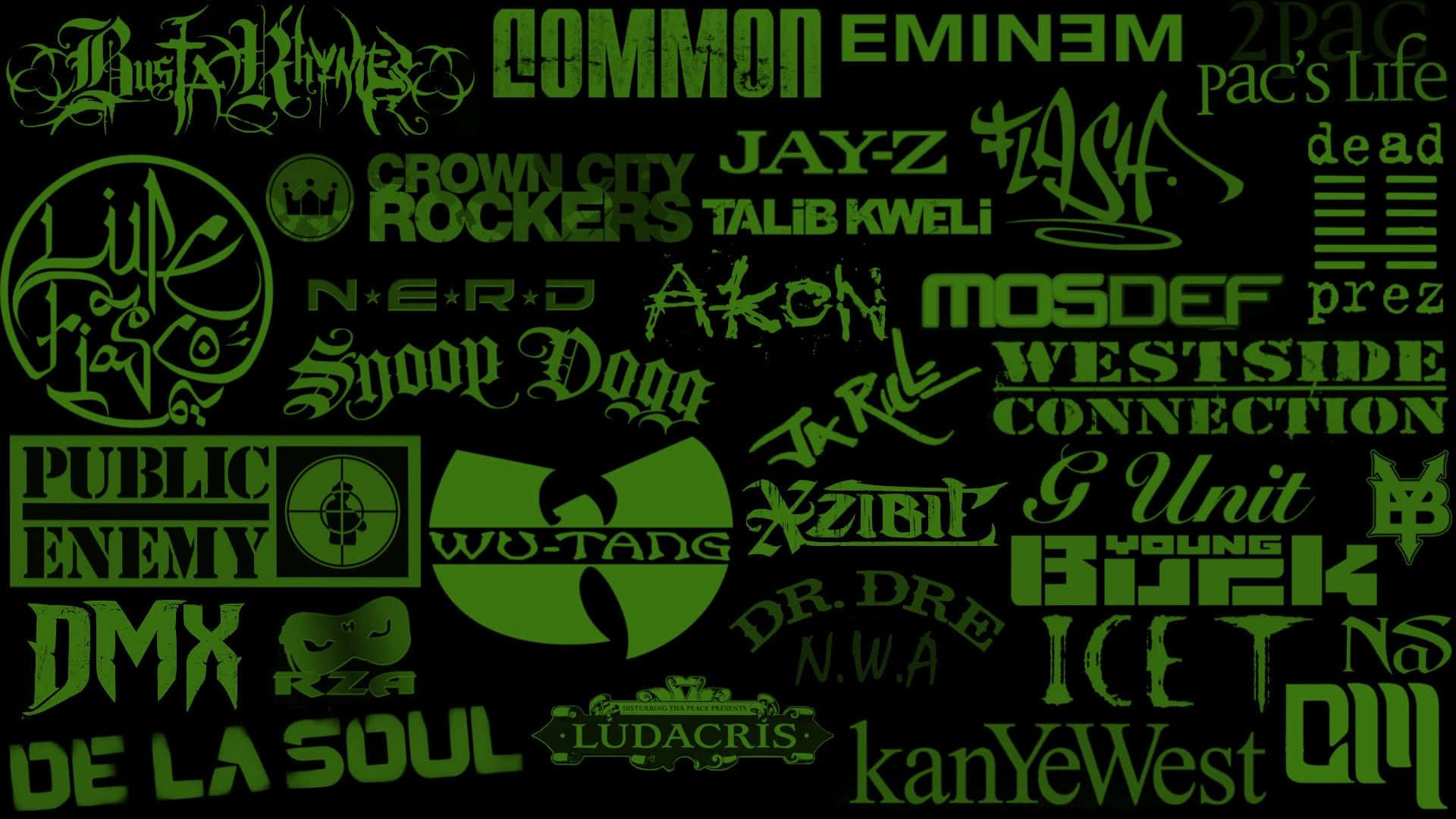 hip hop rappers, vibrant green, graffiti-style, Full HD Desktop Wallpaper