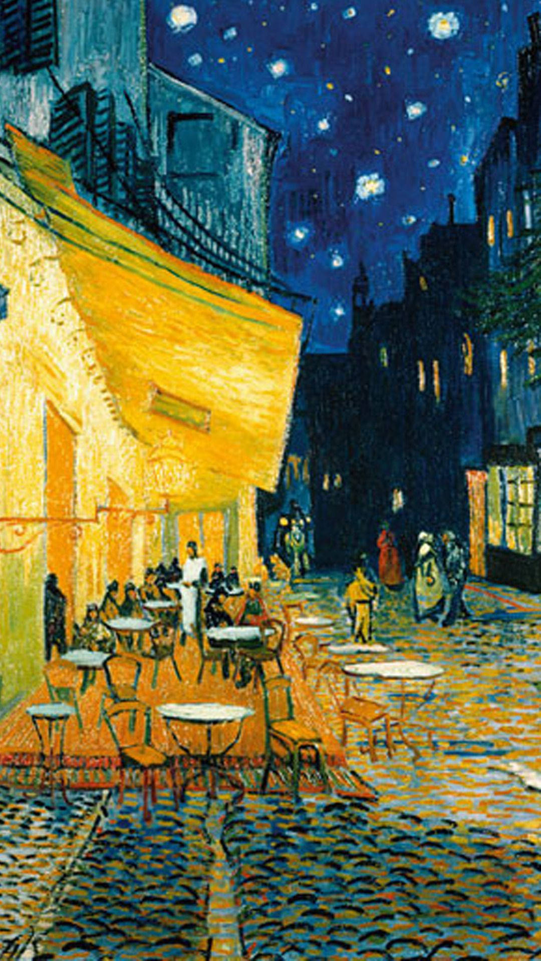 Hippie Aesthetic Laptop, cobblestone street café, starry sky, Full HD Phone Wallpaper