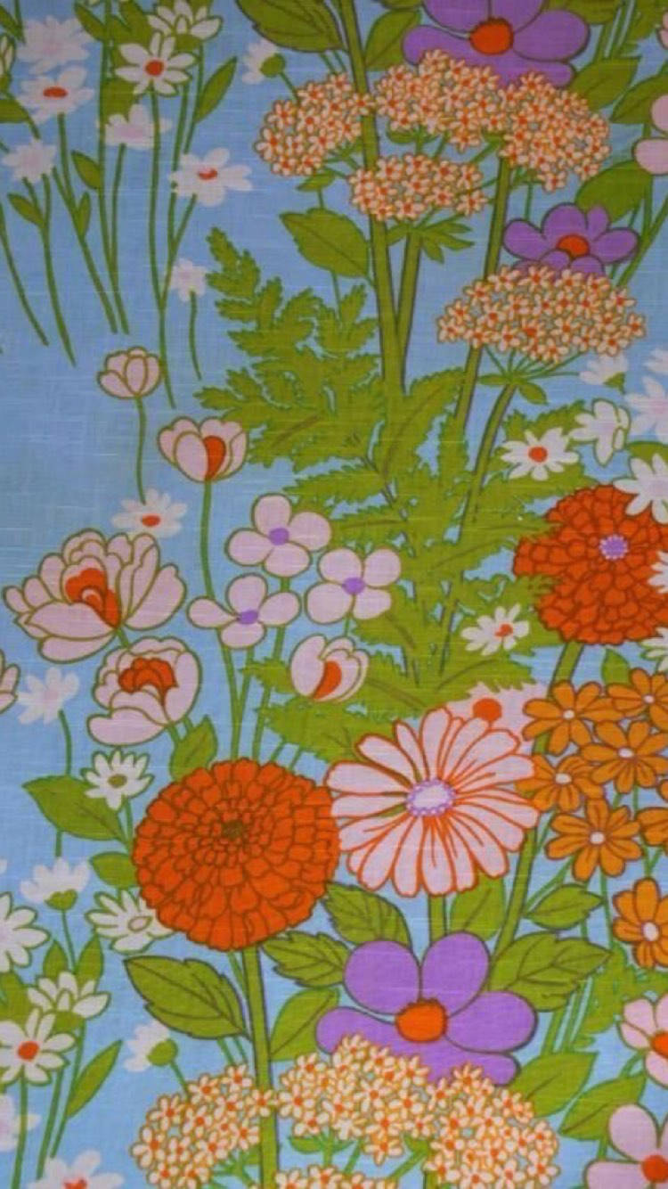 hippie aesthetic laptop, retro floral pattern, orange pink purple and white blooms, HD Phone Wallpaper