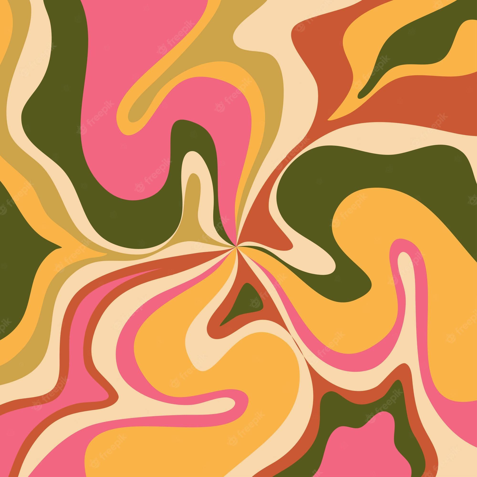 hippie aesthetic laptop, colorful swirls, bold pink orange green and cream colors, Full HD Desktop Wallpaper
