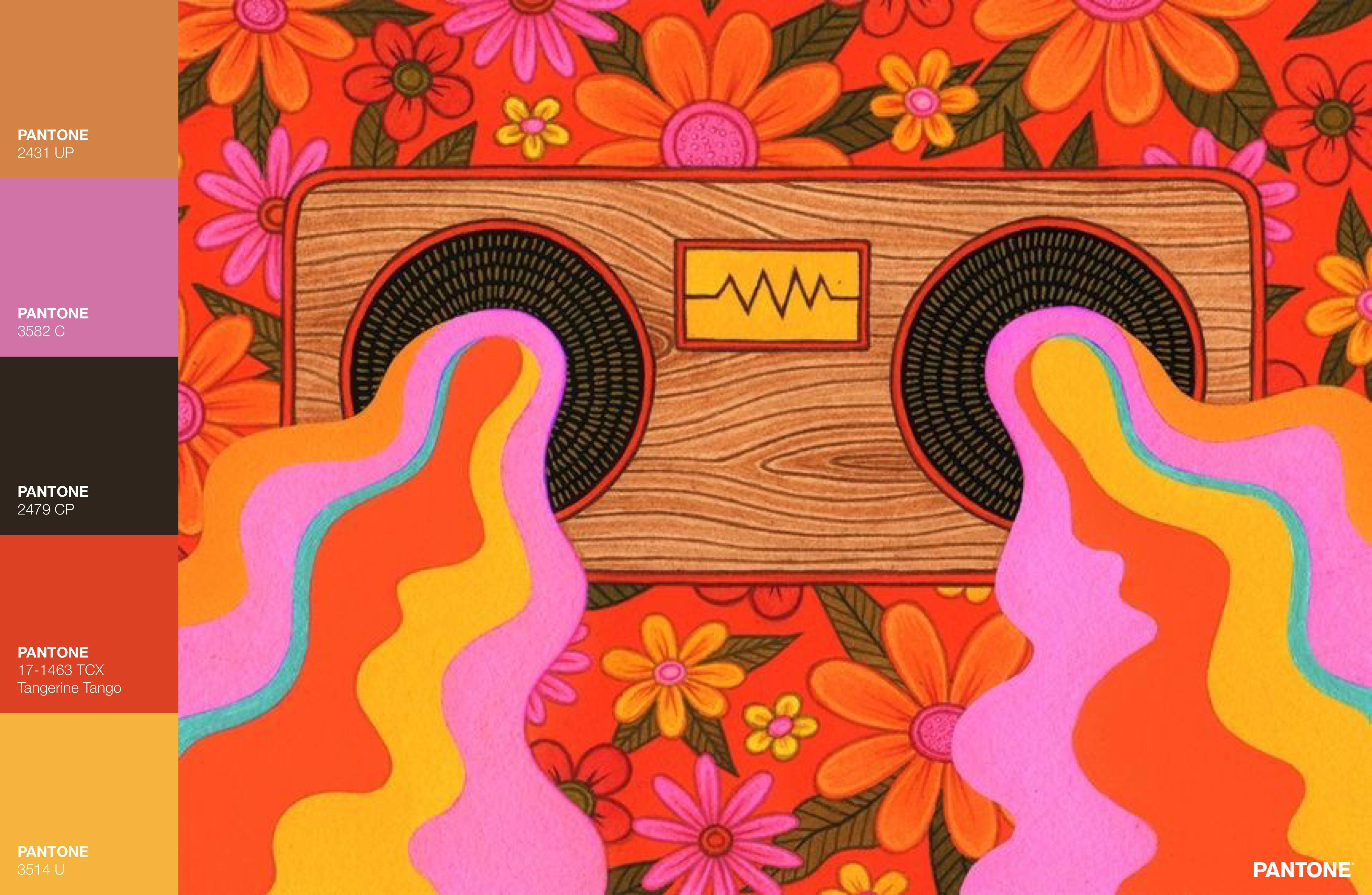 Peace and Love, retro boombox, wood grain, 4K Desktop Wallpaper