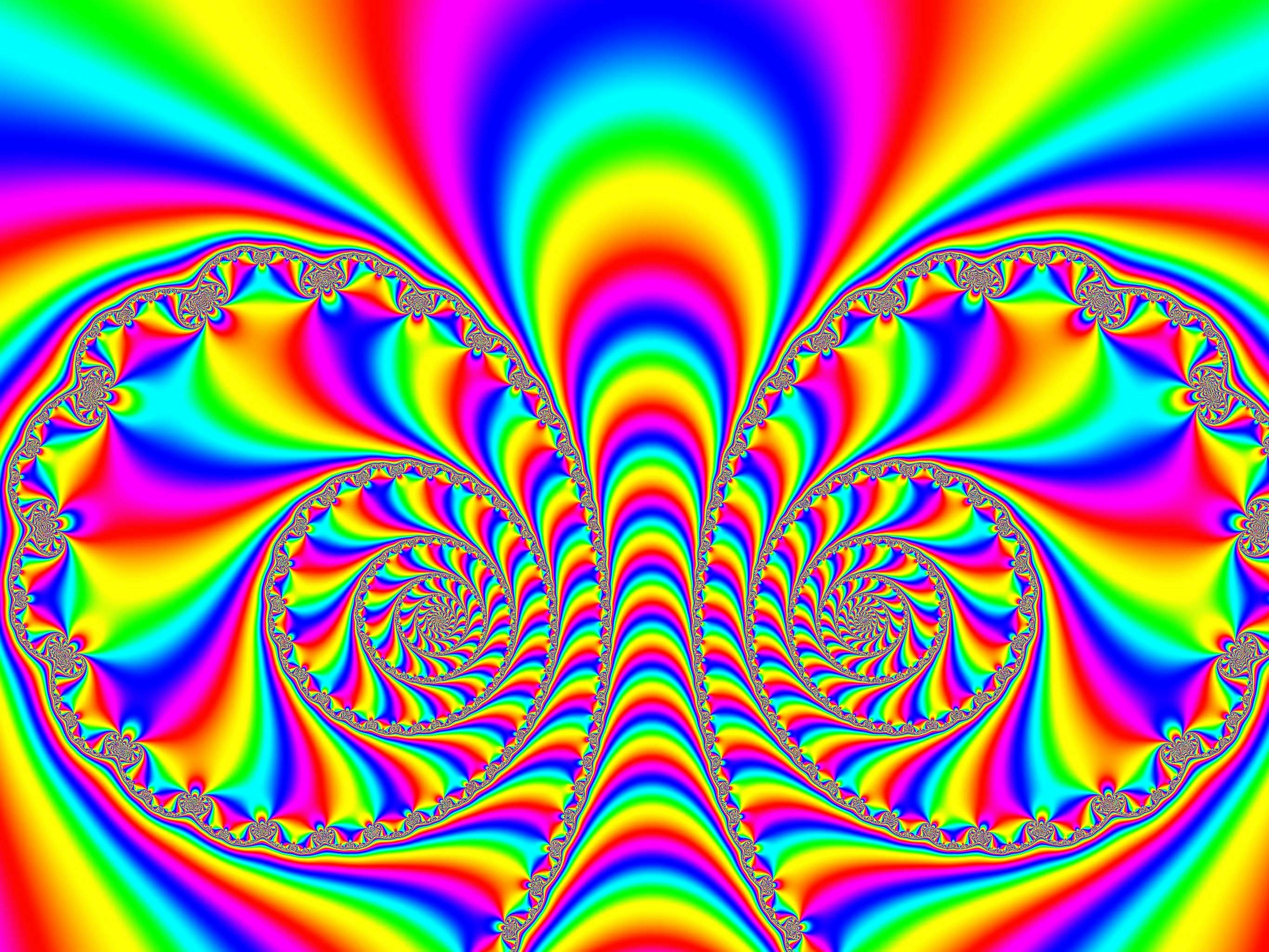 Hippie, psychedelic, fractal spirals, 2K Desktop Wallpaper